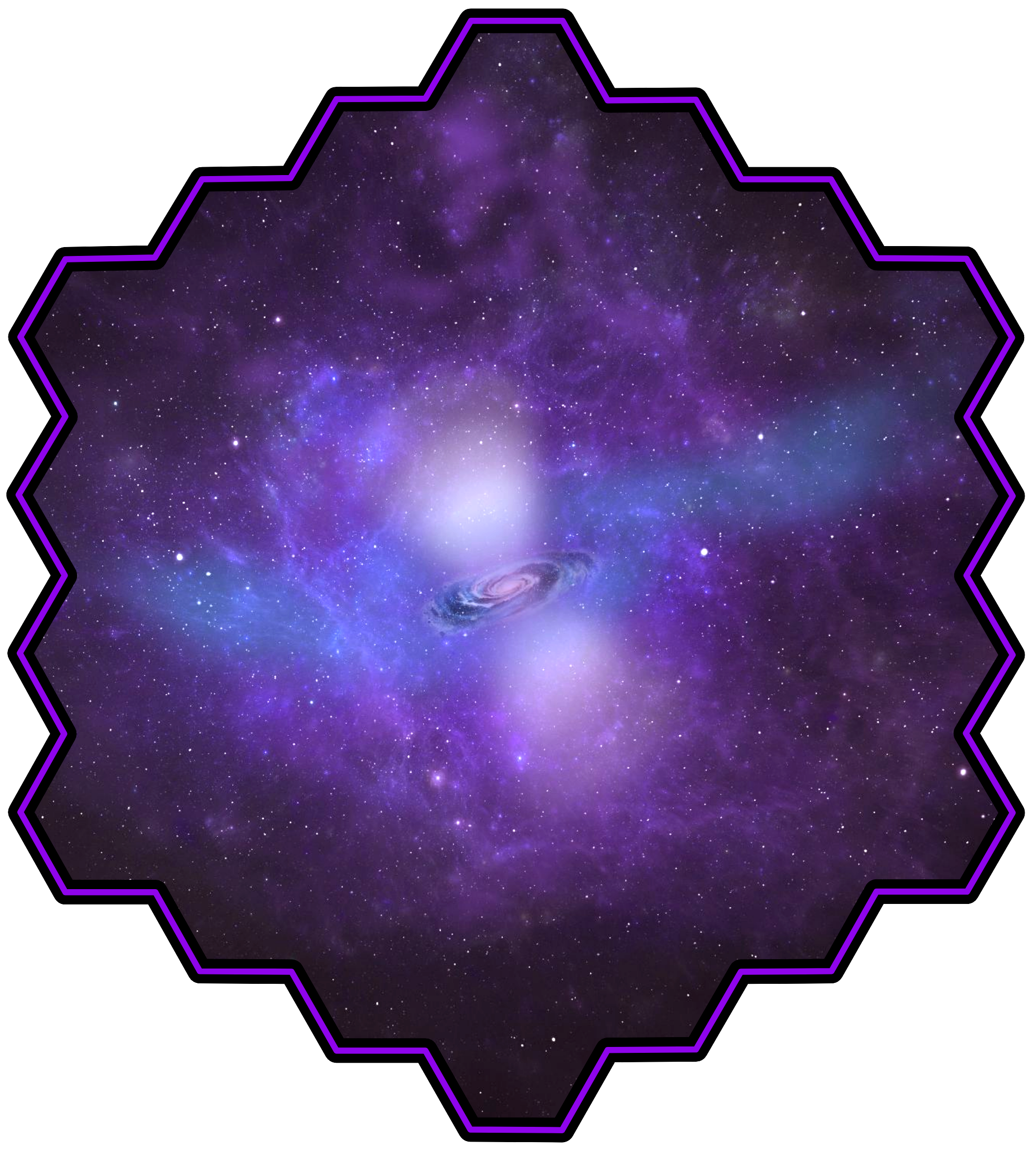 An artist's illustration of the CGM. The image outline
reflects the shape of the Keck mirror that observed the gas